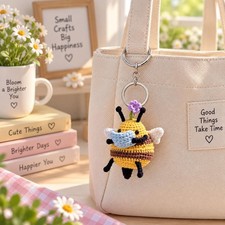 Crochet Reading Bee Plush, Amigurumi Bee with Book, Cute Gift for Book Lovers