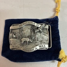 VTG 1981 Bergamot Brass Works/ Siskiyou Belt Buckle "Montana Is What America Was