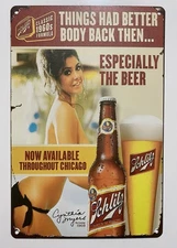 Schlitz Beer Malt Liquor Metal Sign - Cynthia Myers - 1968 Available in Chicago