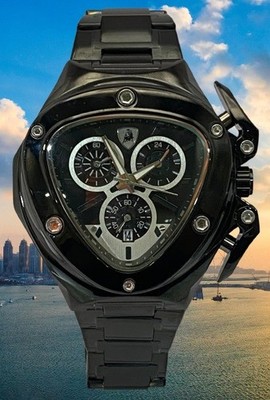 Refurbished Rare Lamborghini Chronograph & Date Men's All Black Quartz Watch