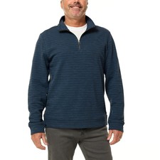 Dockers Men's Quarter Zip Regular Fit Textured Fabric Pullover, Blue, Size S