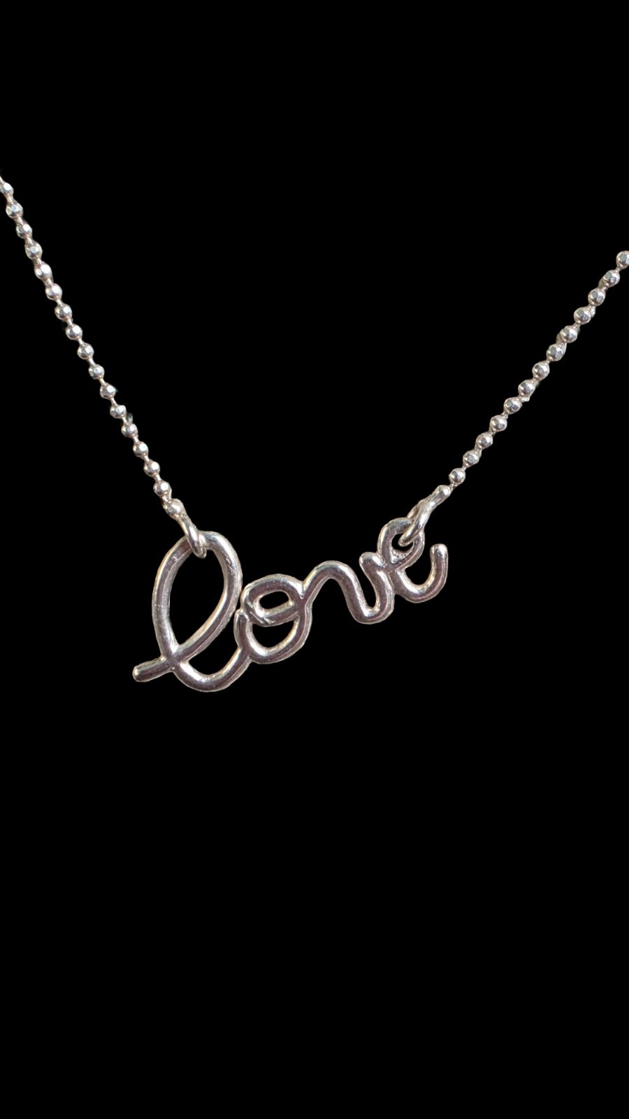 Large "LOVE" Cursive Script Sterling Silver Neckl… - image 1