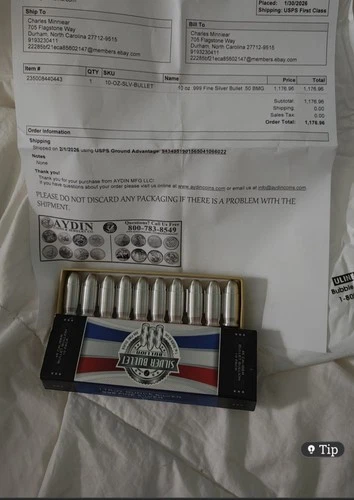 10 pack of 1oz .999 Fine Silver Bullet .45 Caliber ACP