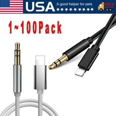 IPhone 7 8 X XR 11 12 13 Pro Max 8 Pin to 3.5mm AUX Audio Car Adapter Cord Lot