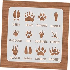 12 Type Animal Footprint Paw Stencils, 12x12" Animal Paw