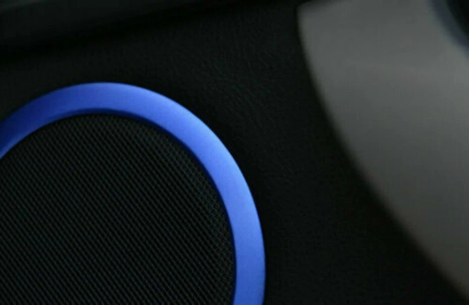 Cubierta de borde de anillo de altavoz de puerta interior de aluminio azul para BMW Serie 3 4 GT 2013-2019 Foto 3 de 4