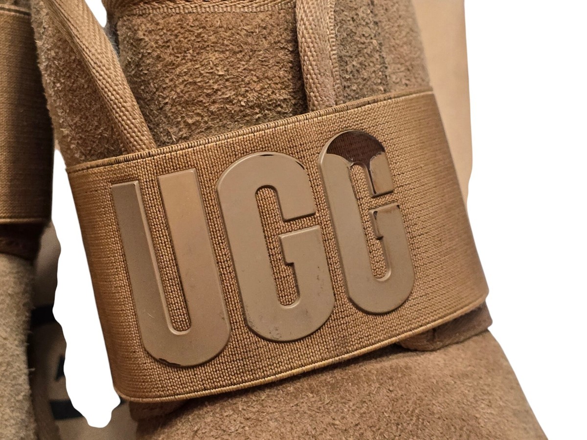 UGG 1110703 Chestnut Suede Graphic Slip On Youth Kids Booties Size