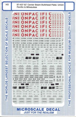 MicroScale 87437 Decal H0 - Assorted Centerbeam Flatcar UP & Milwaukee (87-437)