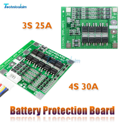3S/4S 25A/30A BMS PCB Protection Board For 18650 Li-ion Lithium Battery Cell