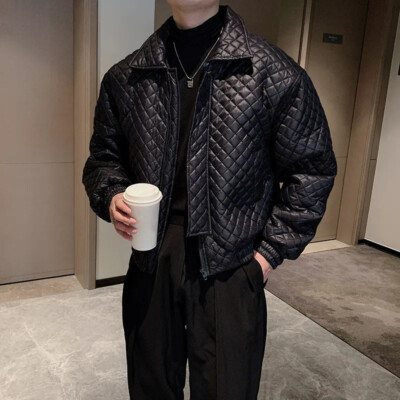 Winter Jacket Men's Trend Padded Jackets Lapel Loose Short Coat Bomber Jacket