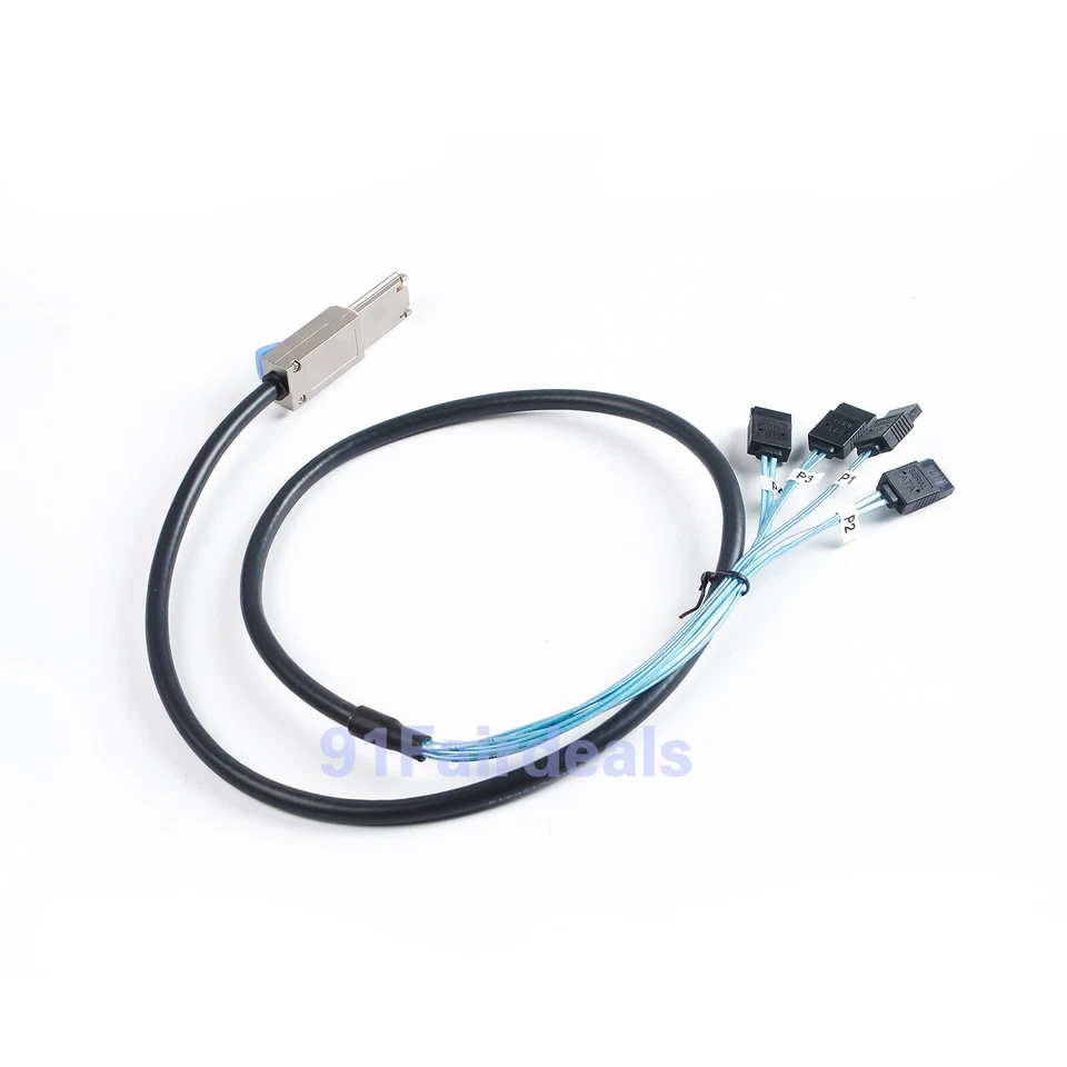 2(Pack) External SFF-8088 Male TO 4x SATA 7-Pin Mini-SAS 26-Pin cable 1M - Image 2 of 4
