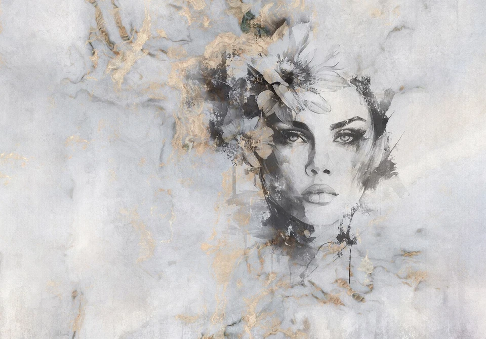 Fototapete Frau Marmor Gold Grau Abstrakt Wohnzimmer VLIES TAPETE + KLEISTER - Bild 2 von 4