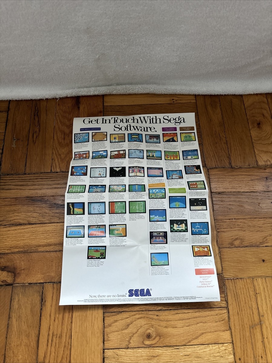 VTG 1987 Take Hold of the SEGA Master System Insert Promo Poster