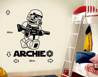 GROSSER STAR WARS LEGO MAN STORM TROOPER SCHLAFZIMMER WANDBILD AUFKLEBER STICKER