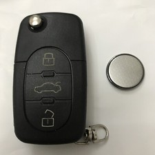 New For Audi A2 A3 A4 A6 A8 TT 3 Button Key Fob Case Shell With Blade & Battery
