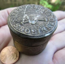 Vtg DENNISON'S #22 Paper Fasteners TIN Lidded Container LID Metal Clips RARE VG+