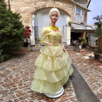 Fluttering Daisy - Unique Handmade Yellow Lace Ball Gown For Dolls