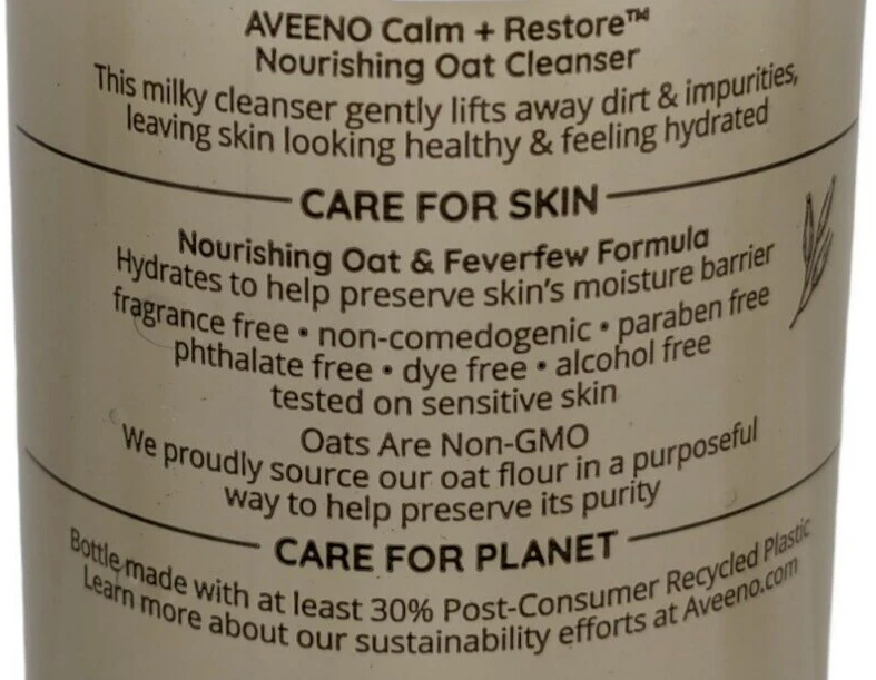 6 Aveeno Nourishing Face Wash Sensitive Skin Calm Restore Fragrance Free 6 Pack - Image 3 of 4