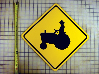 Tractor (Farm, Farmer) Crossing 16 Inch Diamond Yellow Aluminum