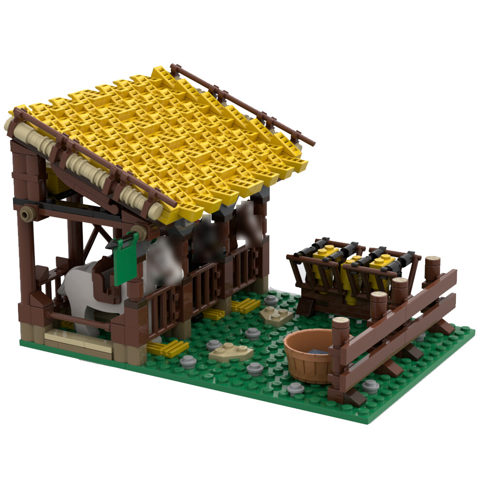 MOC Medieval Stable - 419 Pièces, Set De Construction, Compatible Lego