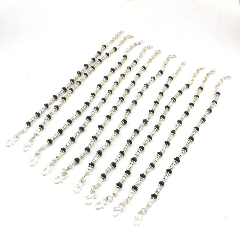 Handmade Natural Black Onyx Gemstone Bead Bracelet Jewelry-image