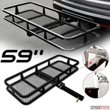 59" Blk Mesh Steel Fold Up Bumper Mount Hitch Cargo Basket For 2"x2" Receiver SA