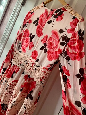 Kate Spade New York Rambling Roses Lace Dress Pink Floral Midi NWT Size 6 |  eBay