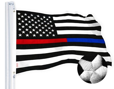 NEW G128 Thin Blue/Red Line Flag 2x3 FT Embroidered Spun Polyester, Support