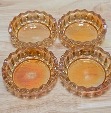 Vintage Marigold Carnival Glass Open Master Salt Cellar Set of 4