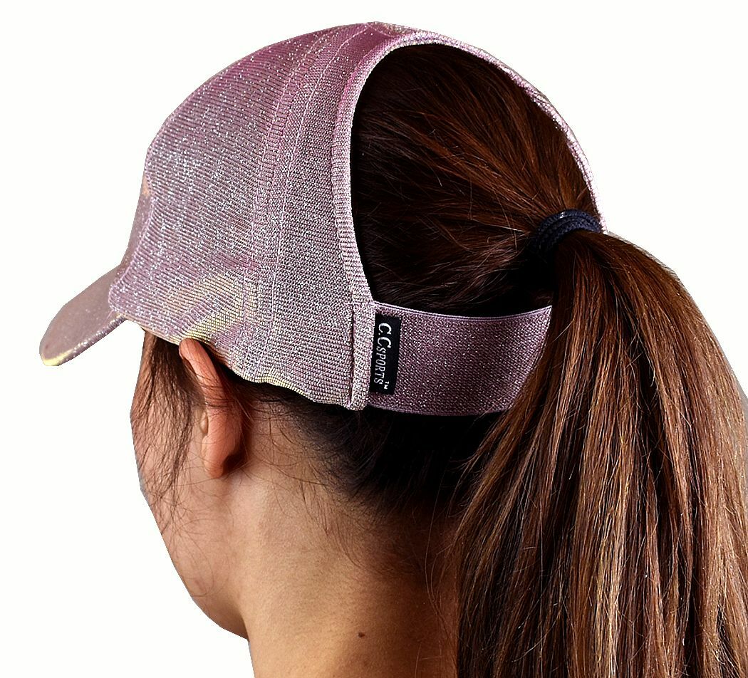 C.C Ponycap Messy Bun Baseball Cap - Adjustable Mesh Trucker Hat With Ponytail Hole