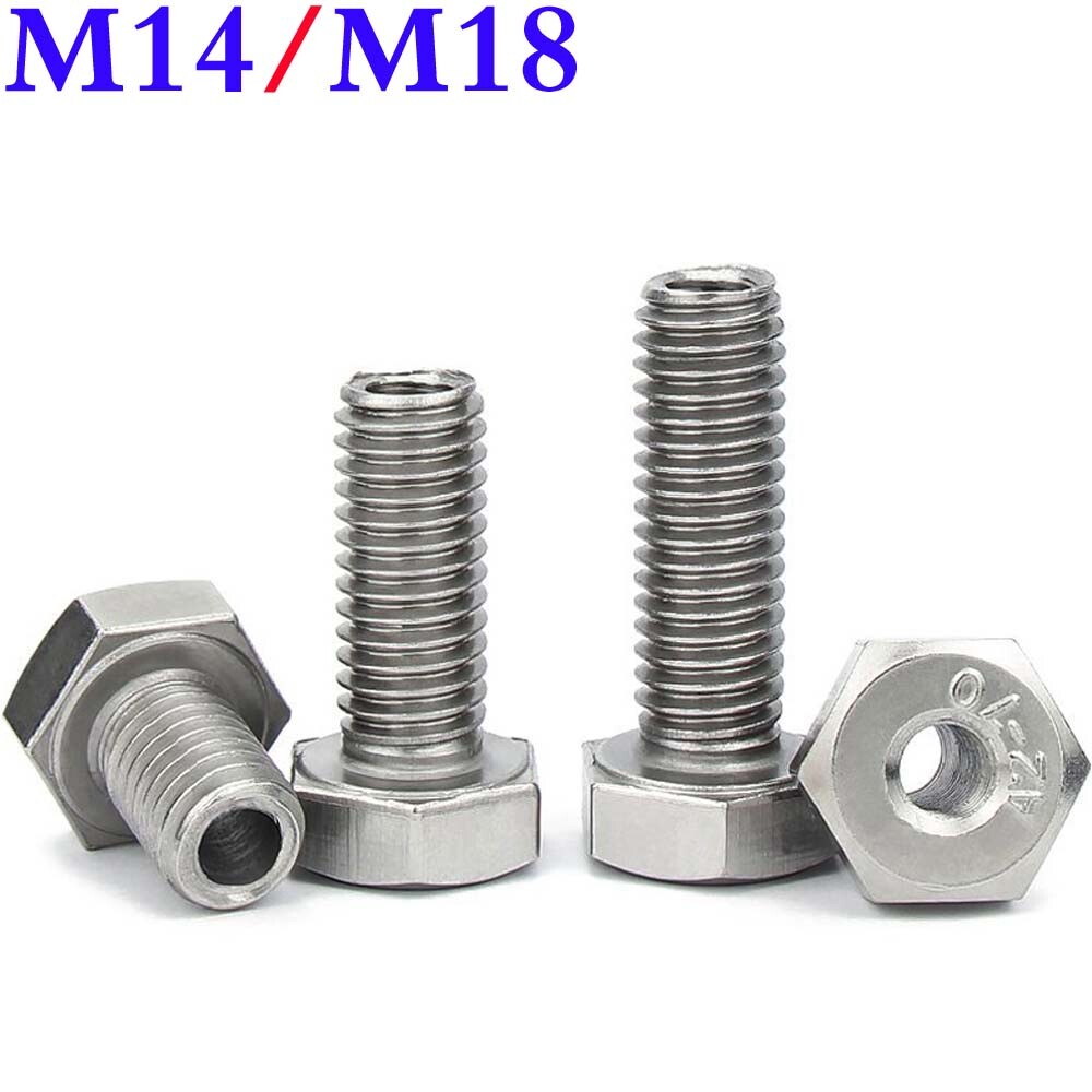 M14 M18 304 Stainless Steel Full Thread Hex Head Bolts Hexagon Cap