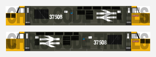 Selbstklebender Vinyl-Aufkleber Klasse 37 Anzug Spur O Hornby/Lima - BR Railfreight 37508 | Condition: New