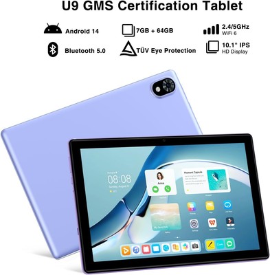 DOOGEE U9 Tablet 10 Zoll 2025 Android 14, 7GB RAM + 64GB ROM (1TB TF) Kinder Tab