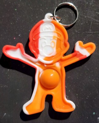 Mario Fidget Pop It Key Chain Orange Red And White