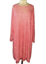 JESSICA LONDON Size 30W Shift Dress Pink Floral Lace Long Sleeve Stretch