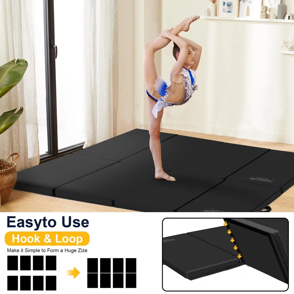 3'x6'x2 Thick Folding Gymnastics Exercise Mat Aerobics Stretching Yoga Mats (... Foto 4 de 4