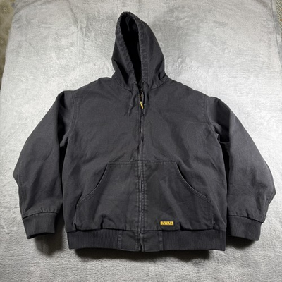 #ad DEWALT Jacket Mens XL Black Heated Work Hooded Canvas Bomber Coat No Battery $79.99