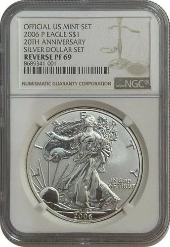 2006-P NGC PF69 Reverse Proof American Silver Eagle from 20th Anniversary Set