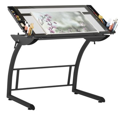 SD Studio Designs Triflex 35.25'' W X 23.5'' D, Charcoal Black/Clear Glass