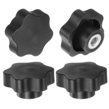 4pcs Star Knobs M8 Thread 48mm Head Non-Through Hole Clamping Handles Black