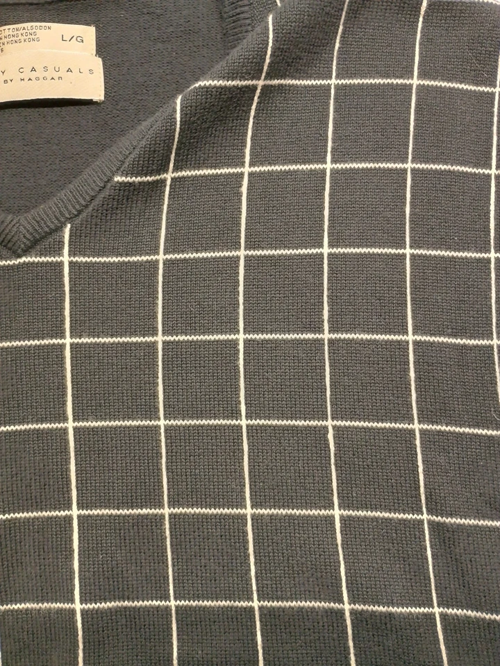 Colete Suéter Masculino Vintage City Casuals Grande Preto Xadrez Algodão  - Imagem 3 de 4