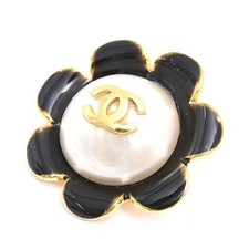 Chanel Coco Mark Flower Brooch Women Black One Size