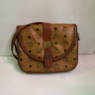 #ad Vintage MCM Crossbody Bag Womens Small Brown Leather Logo Flap Shoulder Purse $165.00