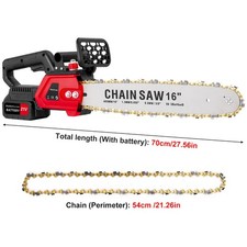 16" Electric Cordless Chainsaw Brushless Handheld Wood Saw +2 Battery &Charger
