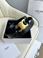 CELINE Black Calfskin Belt with Arc de Triomphe Buckle Size 85