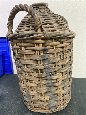 Authentic Vintage Wicker Ceramic Demijohn 42 x24cm
