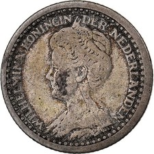 Niederlande, Wilhelmina I, 10 Cents, 1918, Silber, S+, KM:145