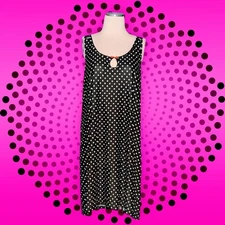GEORGE Racerback Nightgown Black White POLKA DOT Pink Bow KEYHOLE Neck Womens XL