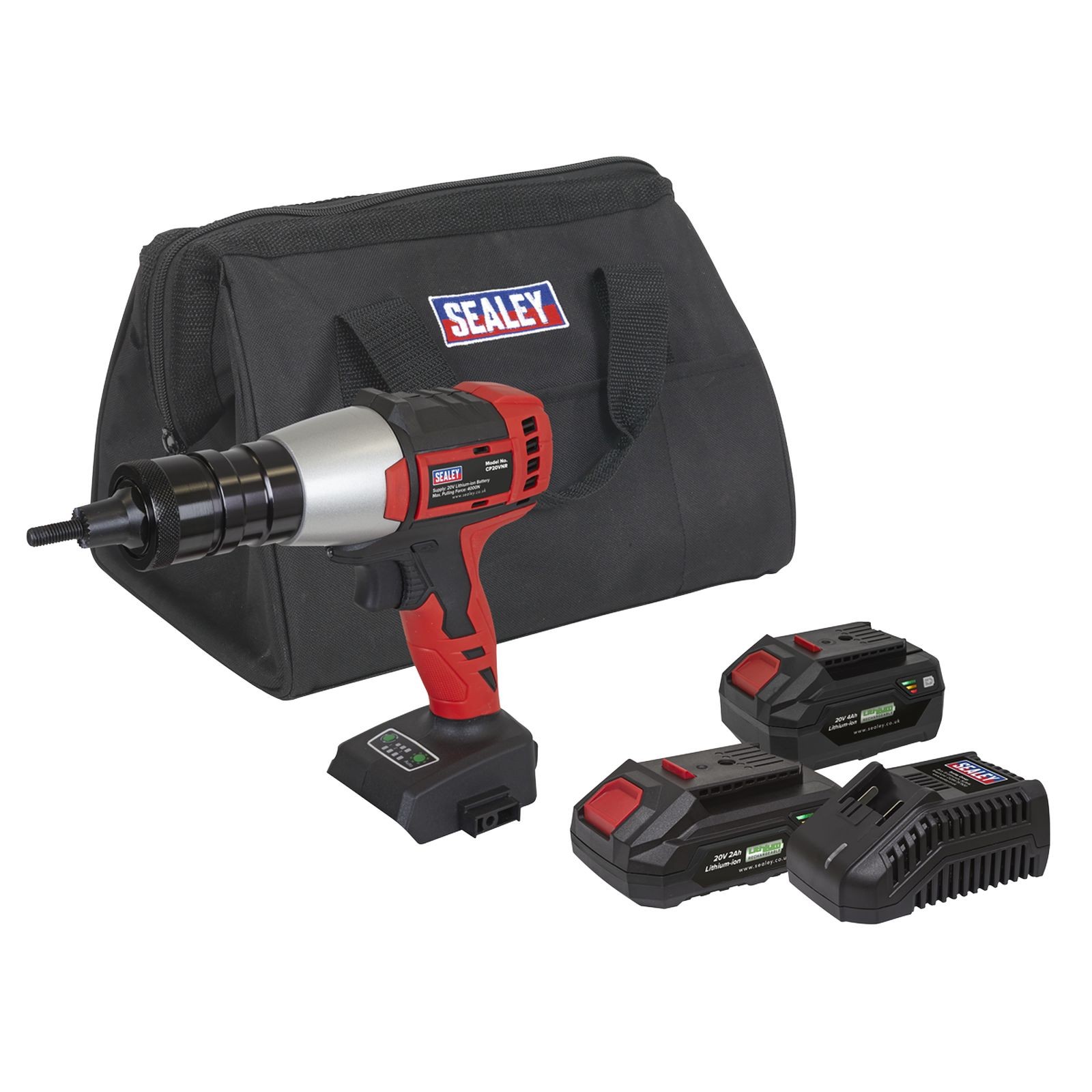 Sealey Brushless Cordless Nut Riveter 20V SV20 Series - 2 Batteries - CP20VNRKIT