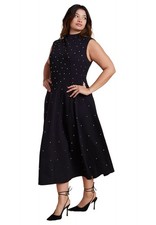 ELOQUII Women's Plus Size Stud Detail Ponte Midi Dress